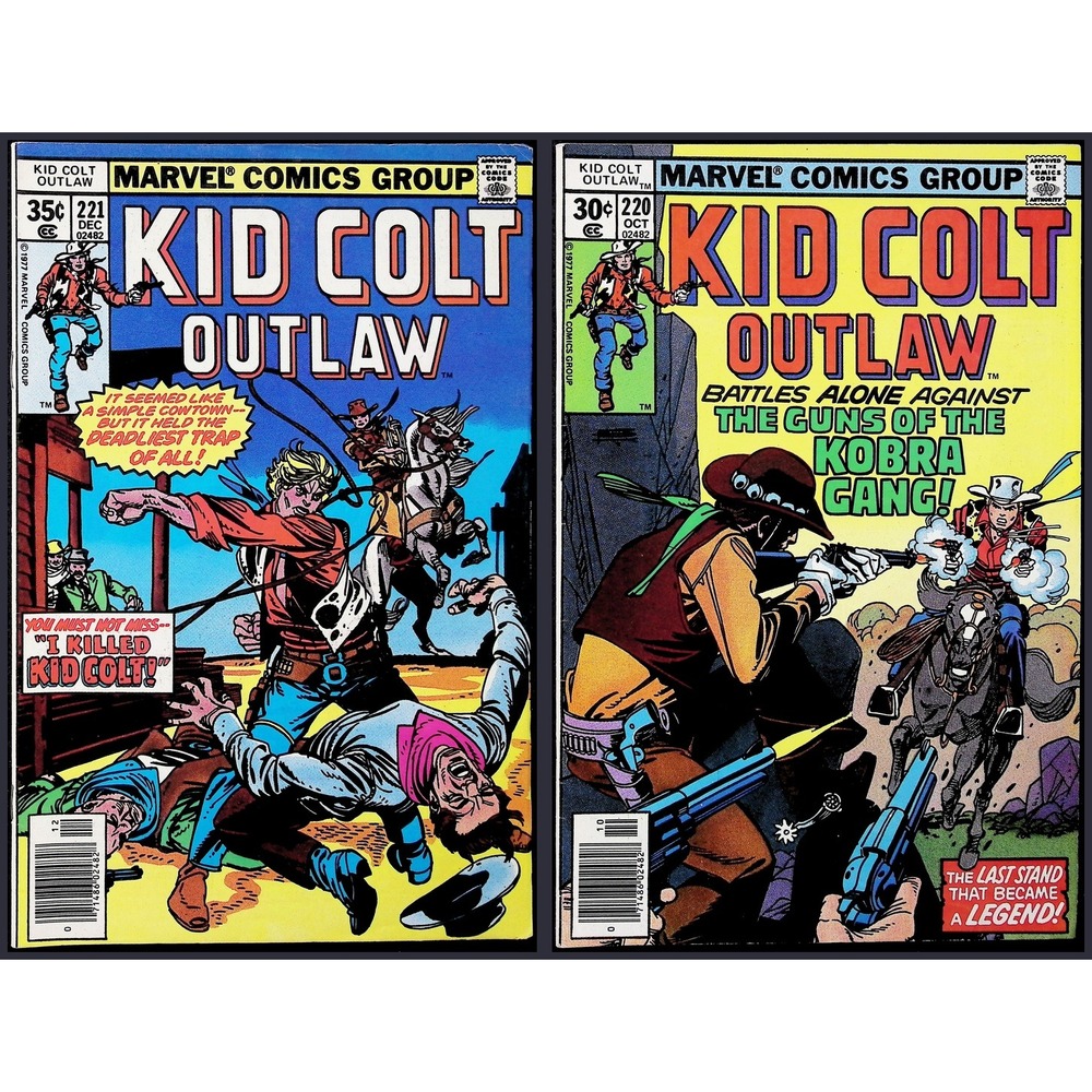 Kid‎ Colt Outlaw 2X Comic Lot #220 221 Newsstand Marvel